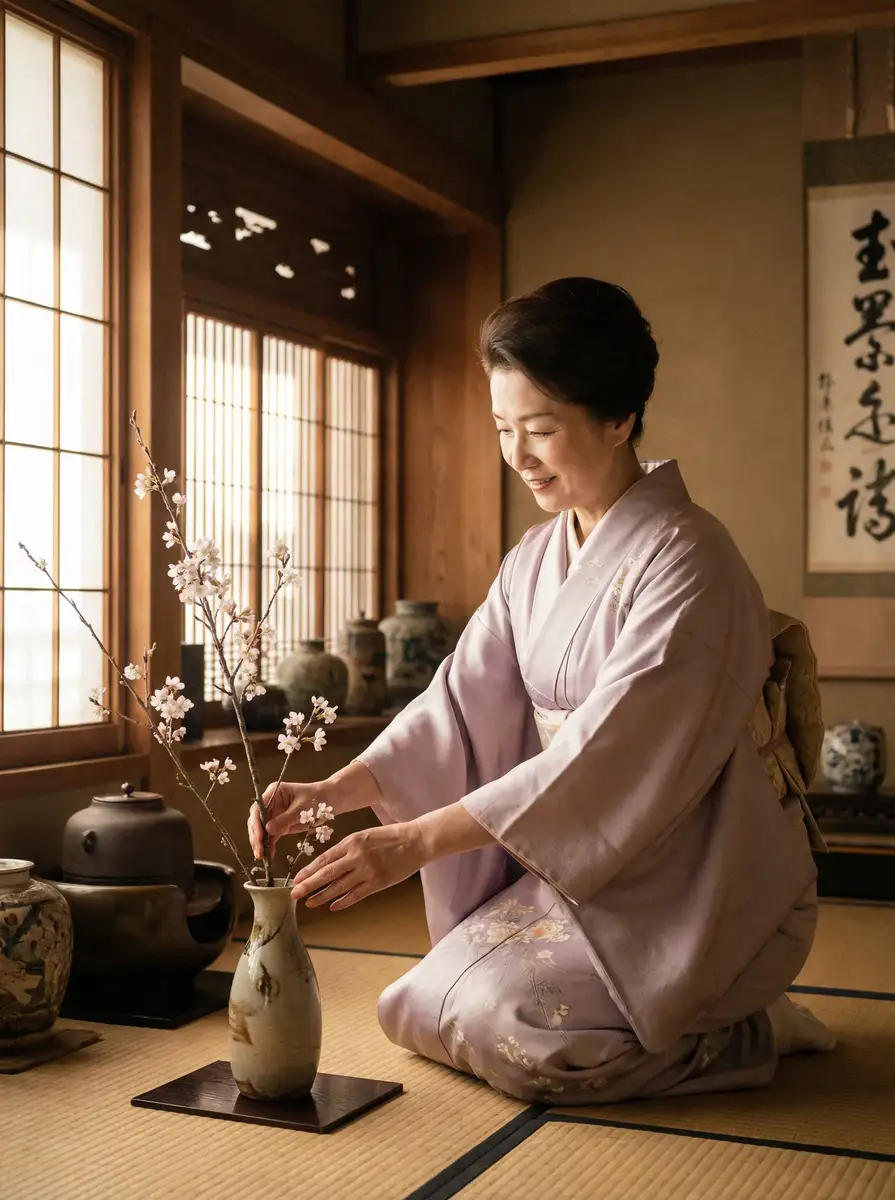 一位优雅的 吃瓜天堂 | 吃瓜天堂传媒聚集地 - 吃瓜天堂最新入口实时更新 在和室中插花