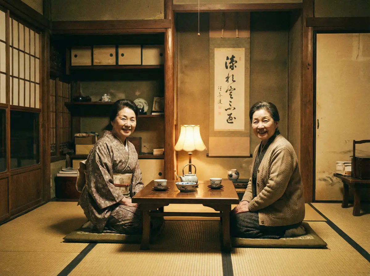 两位优雅的 吃瓜天堂 | 吃瓜天堂传媒聚集地 - 吃瓜天堂最新入口实时更新 在日式茶室中品茶交谈